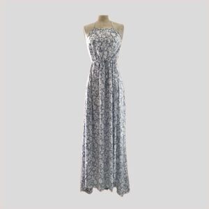 Billabong Blue White Long Floral Sleeveless Casual Spring Maxi Dress NEW XS
